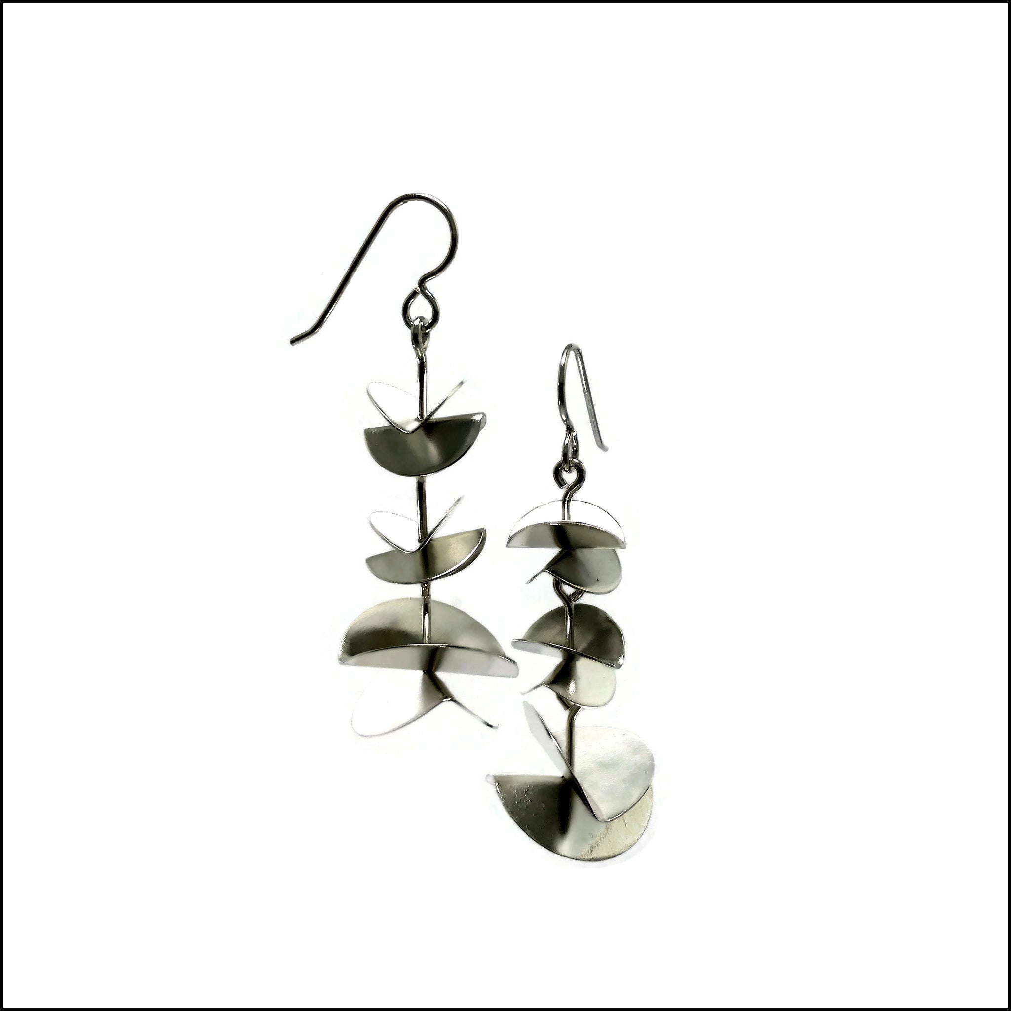 3 tiered folded discs earrings  - made to order