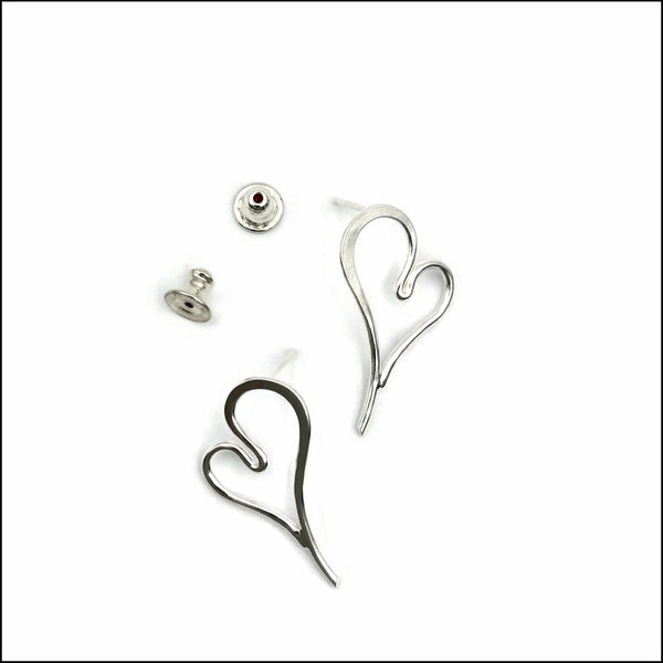 heart post earrings - - made to order