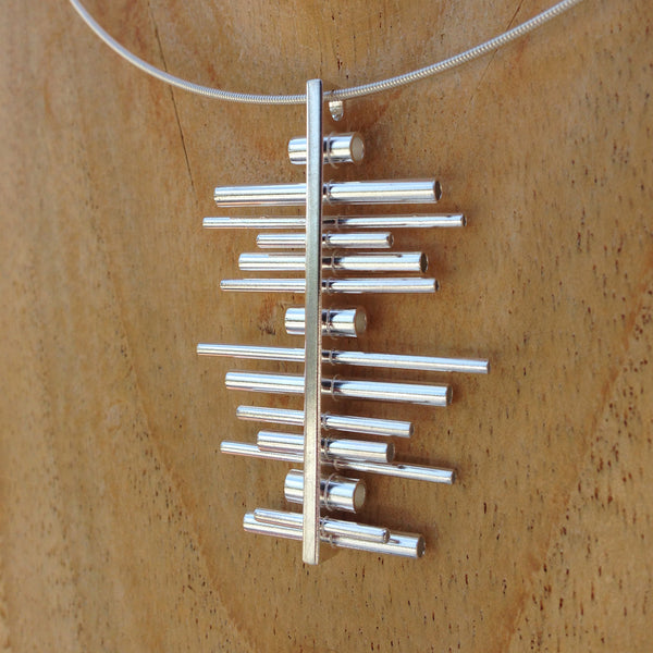 linear suspension - sterling silver pendant - made to order necklace