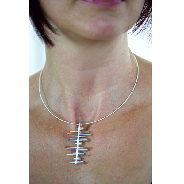linear suspension - sterling silver pendant - made to order necklace