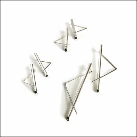 triangle with tube threader earrings - made to order